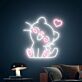 lächelnde Katze mit Herz LED-Neonschild Wohnzimmer Kinderzimmer