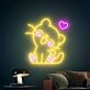 lächelnde Katze mit Herz LED-Neonschild Wohnzimmer Kinderzimmer