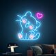 lächelnde Katze mit Herz LED-Neonschild Wohnzimmer Kinderzimmer