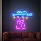 Elevate Your Space with Adventure: Perfect for Kids' Rooms, Themed Parties, and Sci-Fi Bars - Flying Car Led Neon Sign Kidnapping Alien Neon Light Sign