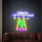 Elevate Your Space with Adventure: Perfect for Kids' Rooms, Themed Parties, and Sci-Fi Bars - Flying Car Led Neon Sign Kidnapping Alien Neon Light Sign