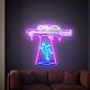 Elevate Your Space with Adventure: Perfect for Kids' Rooms, Themed Parties, and Sci-Fi Bars - Flying Car Led Neon Sign Kidnapping Alien Neon Light Sign