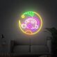 schlafender Charakter auf Mond mit Tasse LED-Neonschild Schlafzimmer Kinderzimmer