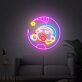 schlafender Charakter auf Mond mit Tasse LED-Neonschild Schlafzimmer Kinderzimmer
