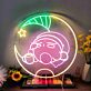 schlafender Charakter auf Mond mit Tasse LED-Neonschild Schlafzimmer Kinderzimmer