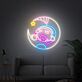schlafender Charakter auf Mond mit Tasse LED-Neonschild Schlafzimmer Kinderzimmer