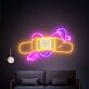 Frau mit Pflastermotiv als LED-Neonschild