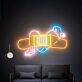 Frau mit Pflastermotiv als LED-Neonschild