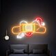 Frau mit Pflastermotiv als LED-Neonschild