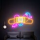 Frau mit Pflastermotiv als LED-Neonschild