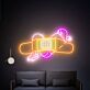 Frau mit Pflastermotiv als LED-Neonschild