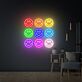 Neun Smileys im Raster als LED-Neonschild