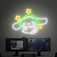 niedlicher Hund mit Kopfhörern und Sternen LED-Neonschild Gaming Zimmer