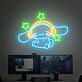 niedlicher Hund mit Kopfhörern und Sternen LED-Neonschild Gaming Zimmer