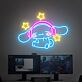 niedlicher Hund mit Kopfhörern und Sternen LED-Neonschild Gaming Zimmer
