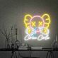LED Neonschild mit abstrakter Cartoon Figur und leuchtender Getränkeschrift für moderne Wanddekoration