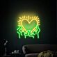 Menschen halten leuchtendes Herz LED-Neonschild Wohnzimmer Lounge