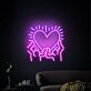 Menschen halten leuchtendes Herz LED-Neonschild Wohnzimmer Lounge