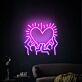 Menschen halten leuchtendes Herz LED-Neonschild Wohnzimmer Lounge
