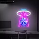 UFO entführt Kuh LED-Neonschild Wohnzimmer Bar