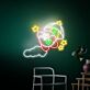 Comicfigur mit Regenschirm und Sternen LED-Neonschild Kinderzimmer Gamingraum