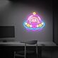 Niedliches UFO mit Cartoonfigur und Sternen LED-Neonschild für Kinderzimmer Gamingzimmer