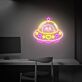 Niedliches UFO mit Cartoonfigur und Sternen LED-Neonschild für Kinderzimmer Gamingzimmer