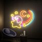 Videospielfigur mit Stern Mond und Regenbogen LED-Neonschild Gamingzimmer