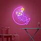 Katze auf Halbmond mit Stern LED-Neonschild Wohnzimmer Kinderzimmer