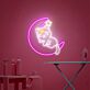 Katze auf Halbmond mit Stern LED-Neonschild Wohnzimmer Kinderzimmer