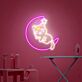 Katze auf Halbmond mit Stern LED-Neonschild Wohnzimmer Kinderzimmer
