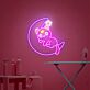 Katze auf Halbmond mit Stern LED-Neonschild Wohnzimmer Kinderzimmer