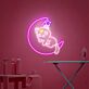 Katze auf Halbmond mit Stern LED-Neonschild Wohnzimmer Kinderzimmer
