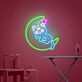 Katze auf Halbmond mit Stern LED-Neonschild Wohnzimmer Kinderzimmer