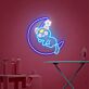 Katze auf Halbmond mit Stern LED-Neonschild Wohnzimmer Kinderzimmer