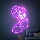 Retro Gaming LED Neonschild mit futurischer Roboter Figur im Action Stil