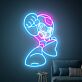 Retro Gaming LED Neonschild mit futurischer Roboter Figur im Action Stil
