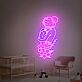 Frau mit Blumen als LED-Neonschild in Linienkunst