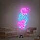 Frau mit Blumen als LED-Neonschild in Linienkunst