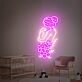 Frau mit Blumen als LED-Neonschild in Linienkunst