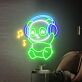 Panda mit Kopfhörern und Musiknoten LED-Neonschild