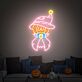 Kürbisfigur mit Hexenhut LED-Neonschild für Halloween Wohnzimmer