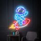 Astronaut auf Rakete LED-Neonschild Kinderzimmer Wohnzimmer
