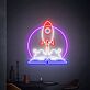 Brighten Your Child's Space and Celebrations: Rocket Wall Art Decor Rocket Launching LED Neon Sign for Kids' Room, Parties, and Playrooms.