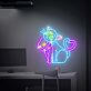 zwei Katzen mit Herzschwanz LED-Neonschild für Wohnzimmer oder Schlafzimmer