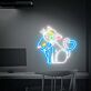 zwei Katzen mit Herzschwanz LED-Neonschild für Wohnzimmer oder Schlafzimmer