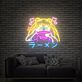 Verspieltes LED Neonschild mit abstrakter Anime Cartoon Figur und Ramen Motiv für gemütliche Wohnräume und kreative Wanddekoration