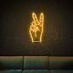 Hand mit Victory Zeichen LED-Neonschild Wohnzimmer Bar