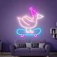 Vogel auf Skateboard mit Partyhut LED-Neonschild Wohnzimmer Kinderzimmer