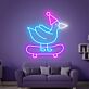 Vogel auf Skateboard mit Partyhut LED-Neonschild Wohnzimmer Kinderzimmer